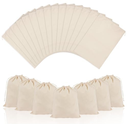 OFFCUP 22PCS 10x15cm Bolsas de Algodón, Bolsa con Cordón para Regalo, Bolsitas de Tela Reutilizable Pequeñas Para Regalos de Bodas Fiestas Cosméticos Joyas Navidad Cumpleaños DIY