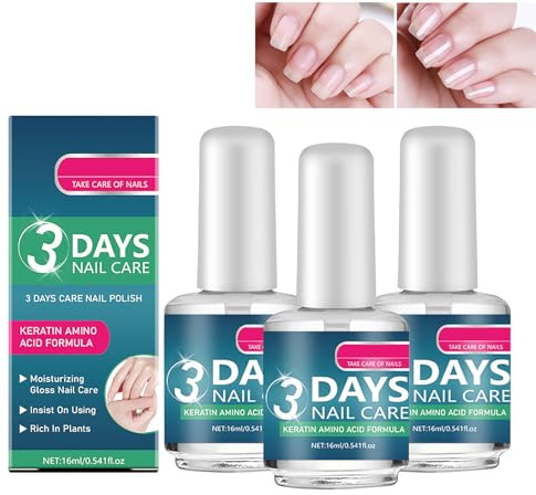 Huile De Soin Pour Les Ongles 3 Jours, Formule À Base D'acides Aminés De Kératine, Nourrit Et Protège Les Ongles, Séchage Rapide, Hydratante Et Brillante, Soin Quotidien Des Ongles (3pcs)