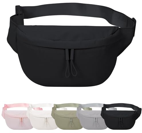 Mayoii Lightweight Bum Bag for Travel Sport Hiking Stylish Bumbags for Ladies and Bumbags for Men Water Resistant Fanny Pack for Women Waist Packs Adjustable Waist Belt (Black, One Size)