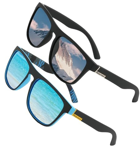 GIEEU Occhiali da sole polarizzati per uomo e donna, confezione da 2 pezzi, infrangibili, montatura TR90, occhiali da sole da guida con protezione UV al 100% e antiriflesso UV400, ideali per guida