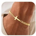 TINGN Pulseras para hombre de acero inoxidable 316L para hombre, pulsera cubana Figaro Box Tank Chain Cruz, regalo para hombres, padre, novio, hermano