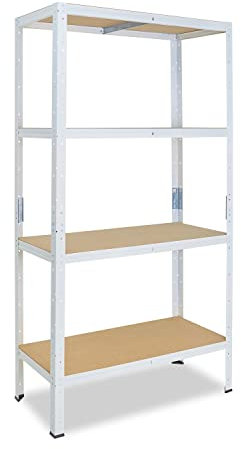 shelfplaza® 155x30x60cm HOME Schwerlastregal weiß/Metallregal mit 4 Böden/Kellerregal Metall, Garagenregal, Werkstattregal oder Regal Lagerregal/Steckregal Metall mit 175kg Tragkraft