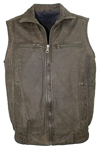 Maddox - Herren Lederweste Lammnubuk braun antik Größe 56