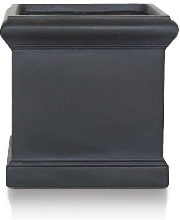 IDEALIST 35cm Square Planter | Victorian Black Slate Effect Reinforced Stone Flower Box | Garden Planter with Drainage Holes L35 W35 H35 cm, 32 litres