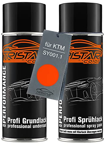 TRISTARcolor Peinture moto Kit bombes de peinture pour KTM SY001.1 Orange Peinture de fond peinture de base aérosol 400 ml