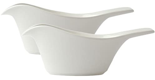 Sizikato 2pcs Bird-Shaped Pure White Porcelain Easy Pour Gravy Sauce Boat Creamer Pitcher. 5 Oz