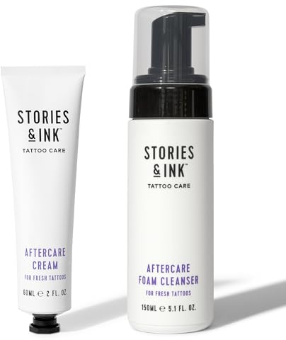 Stories & Ink Tattoo Aftercare Duo - 2-Step Routine for Fresh Tattoos, Contains: Cream & Foam Cleanser