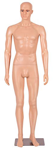 COSTWAY 184cm Male Mannequin Full Body Manikin, Arms and Head 360 Degree Rotatable Male Display Dummy Model with Metal Base for Shop Window Exhibition