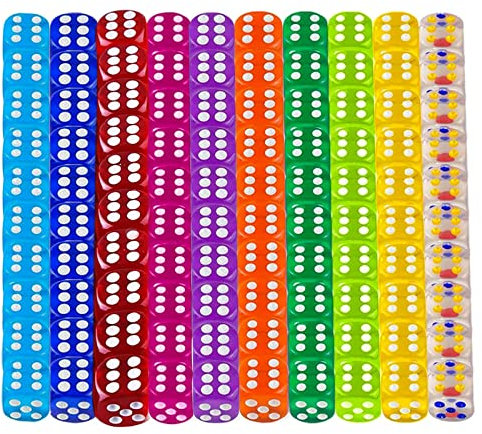 TZQFROCE Würfel Set 100 Stück Bunt 12mm 6-Seitig für Spielwürfel, Tischspiele und Dice