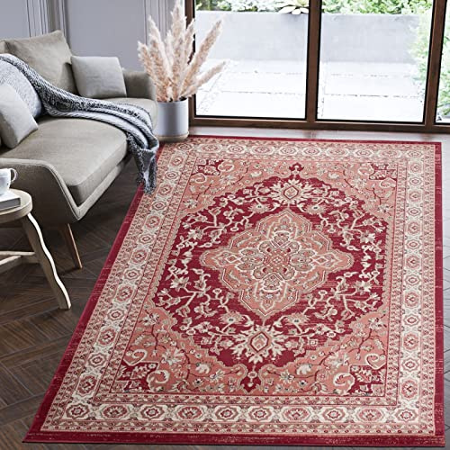 Mazovia Orientalisch Teppich - Traditioneller Teppich für Wohnzimmer, Esszimmer - Orient Teppiche Ornament - ÖKO-TEX Wohnzimmerteppich Rot - 250 x 350 cm