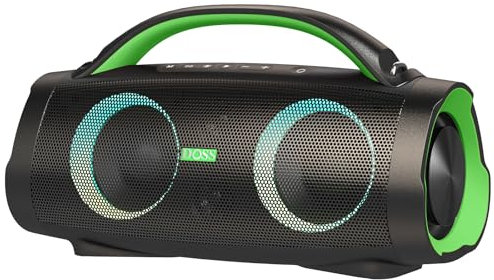 DOSS Extreme Boom+ Bluetooth Lautsprecher Box mit 100W Stereo Sound, 10400mAh PowerBank,IP6 Wasserdicht, Farbe Licht, USB-C,Musikbox Bluetooth Boxen für Draußen,Camping,Pool,Strand,Garten - Grün
