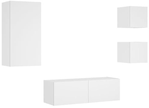 vidaXL Väggmonterade tv-skåp 4 delar med LEDs vit