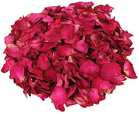 Amosfun Petali di Fiori Rossi Essiccati Naturali 100g per Bagno e Spa Profumo Naturale e Confezione in Sacchetto Sigillato per Matrimoni