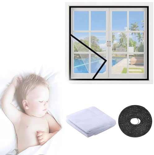 105x110cm,Fliegenschutzgitter für Fenster | Fliegengitter Fliegenschutz Insektenschutz, mückengitter, moskitonetz, ohne Bohren und Schrauben