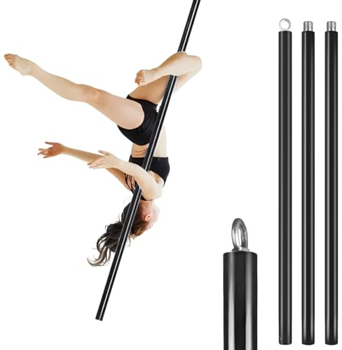 Dreamlin 3m Aerial Flying Pole Portable Suspension Yoga Fitness Tube Hanging Rotary Silicone Steel Dancing Pole Gym Equipment for Home (Black)