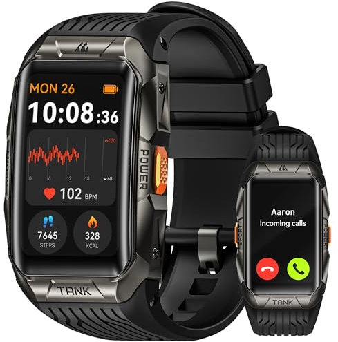KOSPET Tank X2 Smartwatch mit Telefonfunktion, Fitness Tracker Damen Herren,5ATM wasserdicht,AMOLED Display,60+ Tage Akkulaufzeit,170+ Sportmodi, Fitnessuhr kompatibel mit Android/iOS
