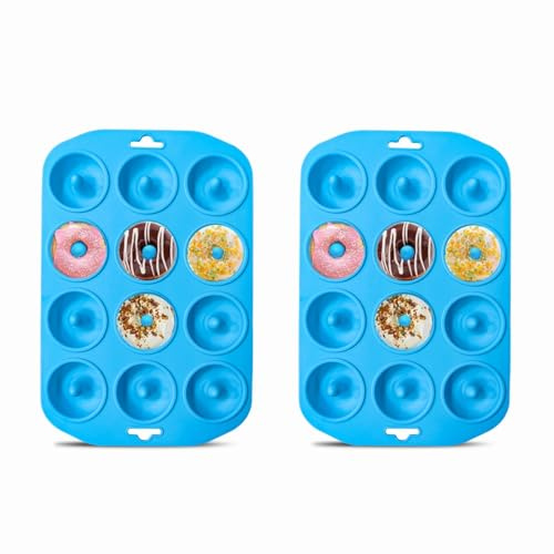 2pcs Silicone Donut Pan - 12 Holes Mini Donut Silicone Mold Heat Resistant