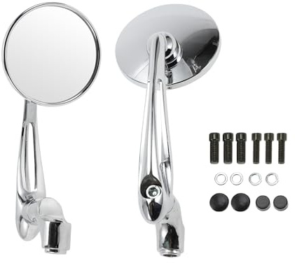 VekAuto 1 set motorcykel backview spegel styre universal justerbar plast silverpläterad rund form spegel M8/M10