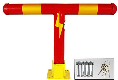 XSDAJSD Paletti di parcheggio con Serratura, Protezione per vialetto di parcheggio, barriera di Sicurezza con Nastro Riflettente, palo di parcheggio per Strada, Rosso