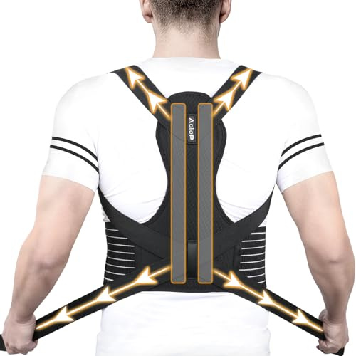 Aollop Posture Corrector Men and Women - Back Brace Back Support Belt with Breathable Adjustable Elastic Bands Back Straightener Improve Lumbar Support Belt Lower Back Pain Relief (S, Waist 27'-34')