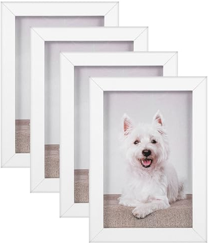 4 Pack Picture Frame, 7 x 5 Photo Frames Tabletop | Wall Mounting Picture Frames Small Frame with Window for Portrait Photo White