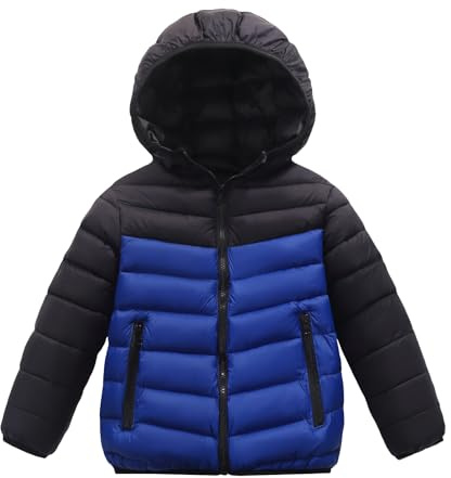 SEAUR Pojkar lätt vinter pufferjacka avslappnad varm barn vadderad kappa med huva packbar vindtät jacka dragkedja 7-16 år, Röd, 13-14 Years