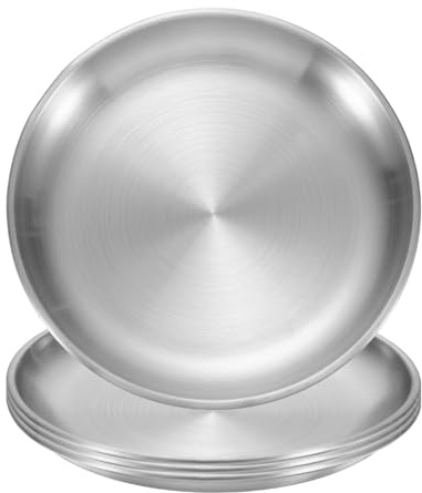 QUARKZMAN 4 stycken mattallrikar i rostfritt stål 127 cm rund serveringstallrik silver