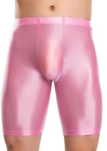 Pantalones Cortos Brillantes para Hombres, Leggings Deportivos de Cintura Alta con Cinturón Elástico, Calzones Sin Costuras Ajustados para Relax, Pantalones Estrechos Elásticos for Fiestas Disco Rave