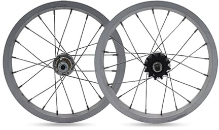 Roues BMX 14 Pouces Avant Et Arrière Monovitesse Pignon 12 Dents Jante En Alliage D'aluminium Vélo Pliant Freins V-Brake 74/110 Mm Pneus 1,5 À 2,1 Pouces