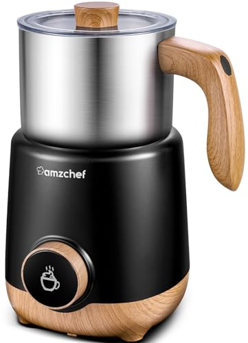 AMZCHEF Montalatte Elettrico 600 ml – 8-in-1 Latte Caldo e Freddo, Schiuma Dens o Ariosa, Latte di Mandorla/Soia, per Cappuccino, Cioccolata Calda, Alimenti per Bambini – 550 W