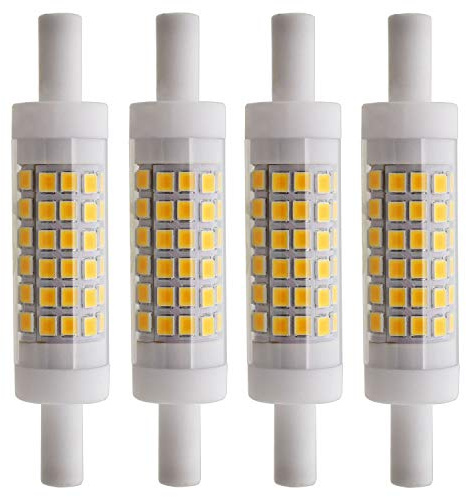 R7S 6 W 78 mm LED ljuskälla keramik 70 x SMD2835 varm vit 3000 K 480 LM ej dimbar - J typ double end 60 W R7s J78 halogen ersättning glödlampa (4 stycken)