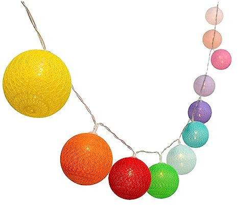 Guirlande lumineuse solaire boules de coton 10 ampoules LED blanc chaud MIMY COLORS SOLAR 3.80m