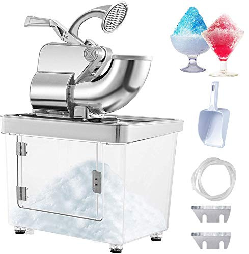 VEVOR 110V Commercial Ice Crusher 661LBS/H, ETL Approved 300W Electric Snow Cone Machine with Dual Blades, Stainless Steel Shaved Ice Machine with Safety On/Off Switch for Family, Restaurants, Bars