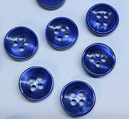 MajorCrafts® 80pcs 11.5mm High-Grade 4-Holes Round Resin Buttons Arts and Crafts Embellishments (Navy Blue)