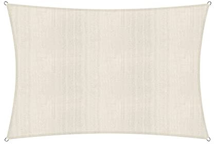 Lumaland Sonnensegel Rechteckig 5 x 6 Meter | Wetterbeständiger Sonnenschutz inkl. Befestigungsseile | Terrasse, Garten & Balkon Schattenspender aus HDPE Segelstoff mit UV Schutz [Creme]