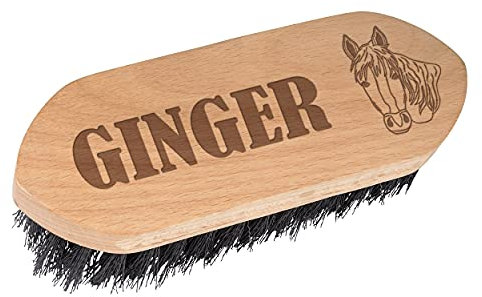 Pferdebürste mit Holzgriff, personalisierbar, Motiv: Dandy Pferd