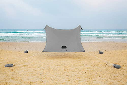 SHADYSAND - Stor familj strandtält anti-UV (UPF 50+) Upp till 5 personer, kompakt lätt och praktiskt. Strandskydd, solskydd för baby, barn och vuxna. Gå in i en resväska