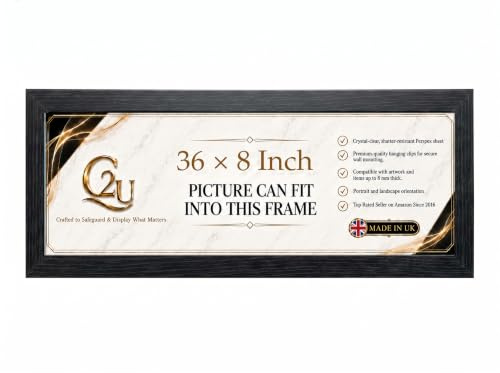 36x8 Inch Panoramic Picture Frame | Panoramic Photo & Poster Frame for Home Wall Décor, Jigsaw Puzzles & Artwork | Wall Mount | Portrait or Landscape.