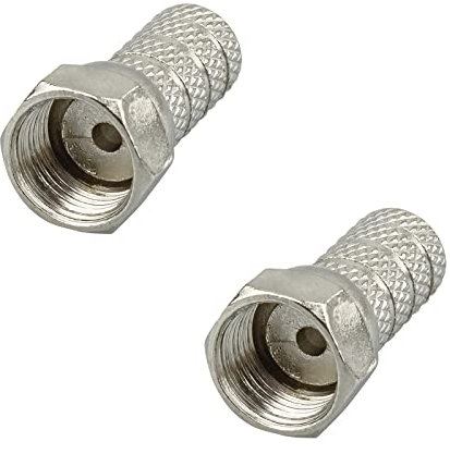 rocabo F-Stecker 4mm mit großer Mutter (2 Stück) - für Koxial- und SAT-Kabel - werkzeugloses Aufdrehen möglich - silber