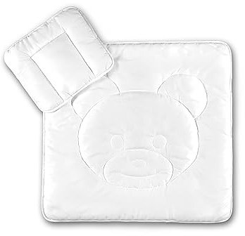 KiGATEX Baby Bettset mit Bärchenmotiv – Decke 80x80 + Kissen 35x40 – weich, waschbar & allergikerfreundlich, Oekotex Zertifiziert