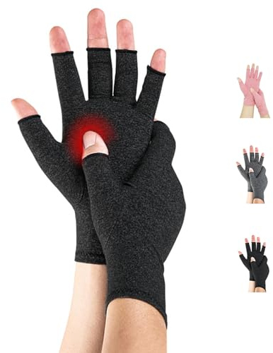 Novetec Guanti Artrite Compressione Senza Dita per Uomini Donna Supporto Mano Artrite Reumatoide Osteoartrosi Sindrome Raynaud Guanti Traspiranti Digitazione Guida Lavoro Uso Quotidiano 1 paio