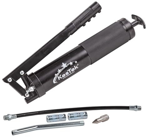 Kestek Handhebel Fettpresse Profi HFP400 - Mit Zubehör, ideal für präzises und effizientes Schmieren von Maschinen, Fahrzeugen und Geräten