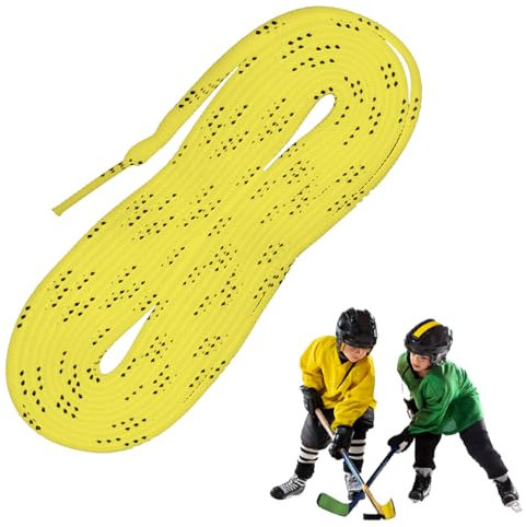 KARELLS Cordones De Hockey sobre Hielo,Cordones Planos Encerados,Cordón De Skate Encerado,Agujetas enceradas,Cordones de hockey en línea,cordones encerados para patinaje sobre hielo,Amarillo
