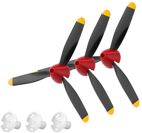 NQEUEPN 3 Sets Spare RC Plane Propellers 3 Blades, Toy Propeller Plane Part Remote Control Airplane Propeller Replacement Compatible with P40 Fighter 761-13 Radio Controlled, with Adapters