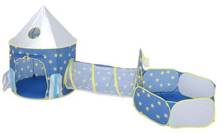 Kids 3-in-1 Play Tent with Tunnel and Ball Pit, Indoor Outdoor Portable Foldable Playhouse for Toddlers, Boys and Girls