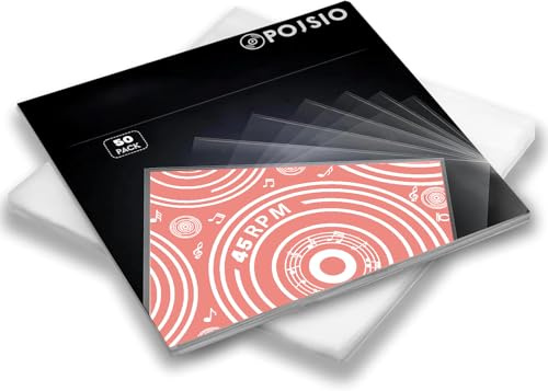 POJSIO 50 Pz. Buste Vinili 45 Giri Esterne 7 Pollici,Custodia Vinili 45 Giris Cover Vinilis 45 Giri Trasparenti Per Singoli LP/7” Dischi,Buste Vinile 45 Giris Protezione Polipropilene Vinile Copertine