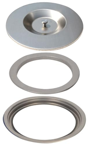ANDRESLAD Tapa de Cubo de Basura Empotrada Redonda 201 Acero Inoxidable Duradera Resistente para Cocina Encimera Integrada Set de 3 Piezas Compactas