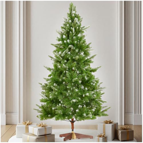 tectake® árbol de Navidad Artificial con Soporte Plegable, decoración Navidad con Agujas de PVC y Nieve, arbol Navidad frondoso Montaje rápido y fácil, arbol de Navidad - 180 cm Verde