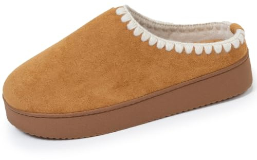 Isotoner Tofflor, damtofflor, tofflor, 3,5 cm kilklack, mycket bekväma, Kamel, 39 EU