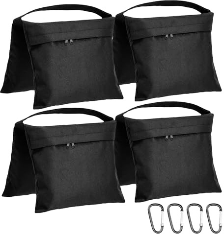 Lot De 4 Sacs De Lestage pour Trépied Photo en Tissu Oxford, Sacs De Sable avec Mousqueton pour Photographie, Studio, Tente, Parasol Et Barnum